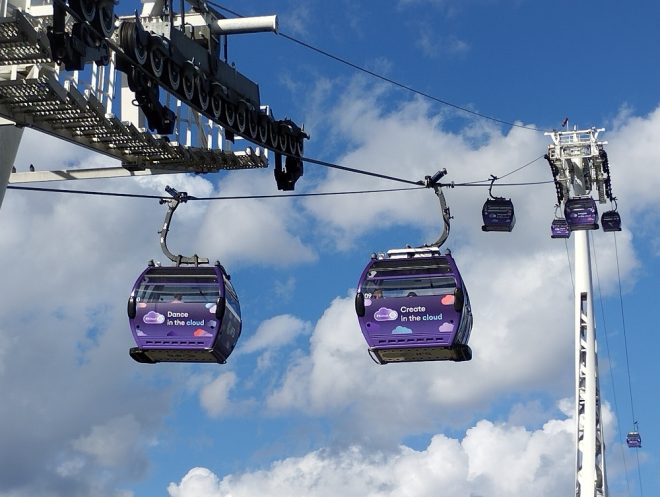 Die Seilbahn in den Docklands von London.